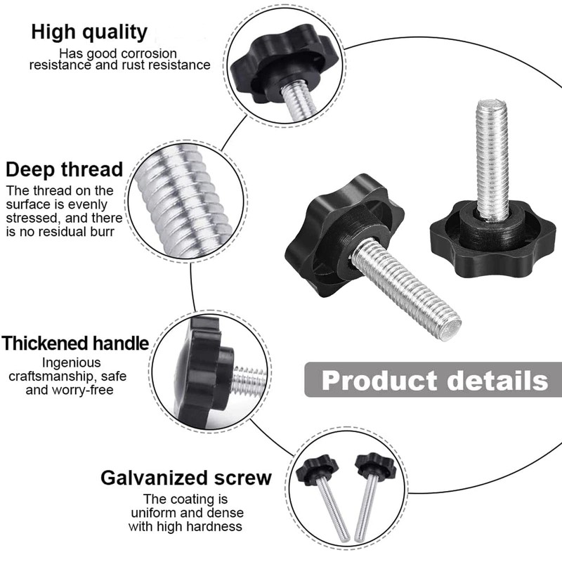 TA-VIGOR Clamping Screw Knob Star Shaped M8 x 30mm, 48mm