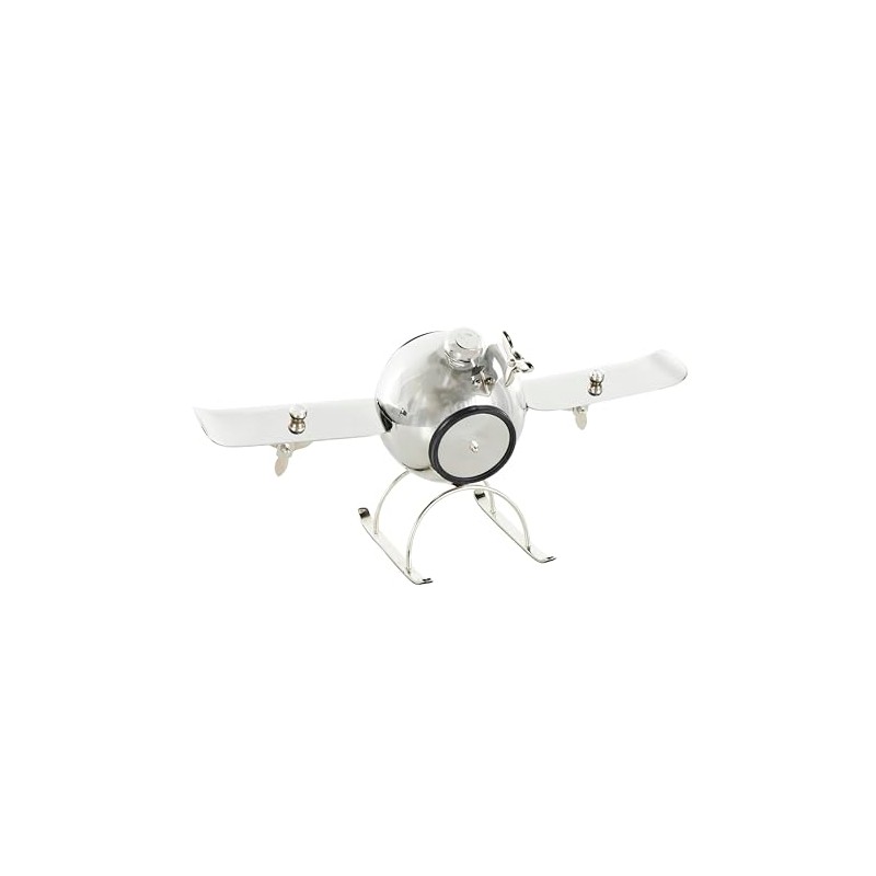 Deco 79 Stainless Steel Metal Airplane Rounded Tabletop Clock with