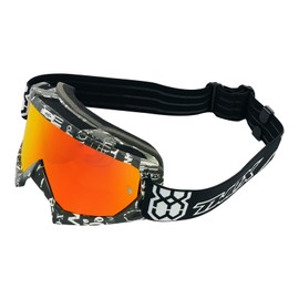 Two-X Race Motocross / Enduro Cross Goggles, Mirrored Lens, Iridium Red / Yellow, MX / Motorcycle Goggles, Anti-Scratch, black white