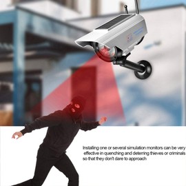 Fake Camera, Solar Power Led Fake Camera Outdoor Security Surveillance Silver Dummy Camera,Fake CCTV Surveillance System