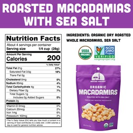 Mavuno Harvest Organic Roasted Macadamia Nuts with Sea Salt | Dry Roasted Whole Macadamia Nuts | Vegan, Non GMO Healthy Snacks for Kids and Adults | Office Friendly Work Snack | 4 Ounce, Pack of 6