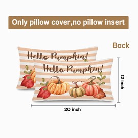 Dilemat Fall Throw Pillow Covers,Fall Pumpkin Decor,12x20 Pillow Cover,Fall Home Decor,Seasonal Autumn Thanksgiving Harvest Decoration Throw Pillow Covers for Couch Bed Home Bedroom Living Room
