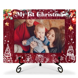 New Born Baby Christmas Picture Frame, ‘My 1st Christmas’ Photo Frame Fits 4x6 Picture, Christmas Decor, Christmas Ornaments, New Baby Christmas Gifts for Family, Friends, etc.(042)