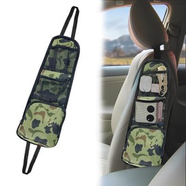 QUICTO Car Seat Storage Hanging Bag, Car Seat Side Organizer, Multifunctional Storage Bag, Large Netted Pocket, Can Hold Mobile Phone, Wallet, Glasses, Suitable for Cars, SUVs, Trucks (Green)