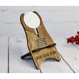 Stand for Magnetic Charger by PurpleHammer, Wooden phone stand, Mag Safe holder, for iPhones, Android smartphones, Mag Safe is not included!