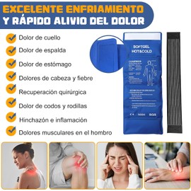 2 Compresas de Gel Frio Caliente Grandes, Compresas Frio y Calor 44x18cm con Banda Ajustable, Bolsa de Hielo en Gel Frio y Calor para Alivio de Dolor en Muscular, Articulaciones y Lesiones