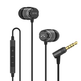 SoundMAGIC E11C - Auriculares de alta fidelidad, con reducción de ruido en la oreja, con micrófono y control remoto para audiófilos, color negro