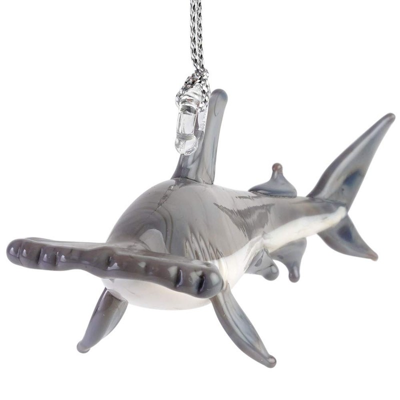 Dynasty Gallery Glass Hammerhead Shark Hanging Standing Figurine Black Eyes