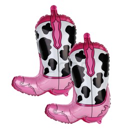 2 Pcs Cow Print Western Disco Cowgirl Balloons - Let's Go Girls Last Rodeo Bachelorette Birthday Party Decor