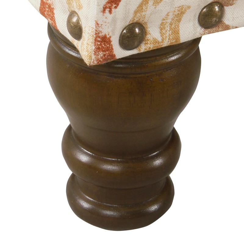 HomePop Large Storage Bench with Nailhead Trim -Orange and Cream