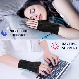 GINTRON Carpal Tunnel Wrist Brace Night Support, Metal Wrist Splint with 2 Straps Hand support for Women and Men, Wrist Splint Arm Stabilizer & Hand Brace for strained wrist, Tendinitis, Bowling
