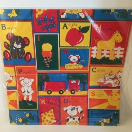 NOS 1980's Vintage Gift Wrap Paper Kids Alphabet scenes ABC's Cute