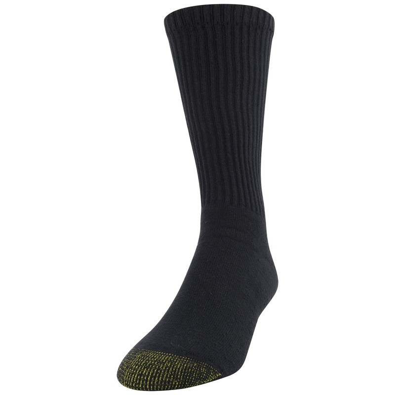 GOLDTOE Men's 656S Cotton Crew Athletic Socks, Multipairs, Black (12-Pairs),