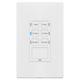 TG 30-Min Countdown Timer Switch for Bathroom Fans and Lights, Neutral Wire Required Wall Switch Timer, 1-5-10-15-20-30 Min, UL Listed, Screwless Wall Plate Included, TS-C30M, White