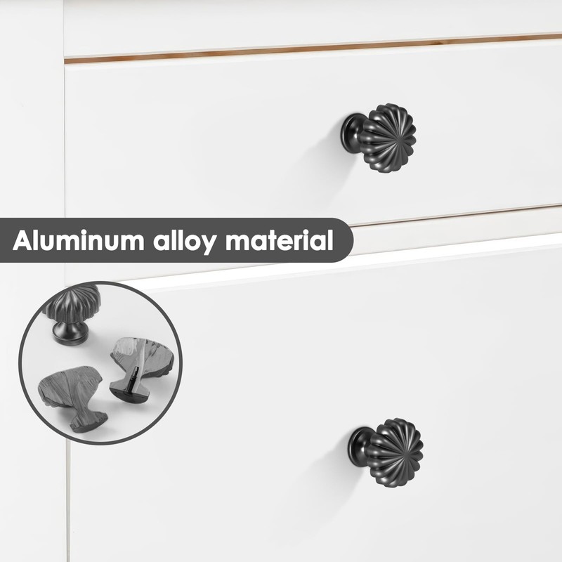 ZONJIE 12 Pack Black Cabinet Knobs Black Drawer Knobs, Single