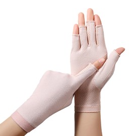 Women UV Sun Protection Gloves 2 Pairs Summer Sunblock Fingerless Gloves Wrist Length Non Slip Sunscreen Mittens Half Finger Touchscreen for Outdoor Driving Running Riding Cycling Hiking Golf Fishing