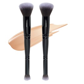 Concealer And Foundation Complexion Duo Brush, 2-in-1 Design Suitable for A Variety of Makeup, Soft Fiber Hair Easy to Evenly Apply Powder And Liquid, Easy to Clean And Care, 2 pieces