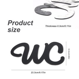 SHENGYIG Schwarze Acryl-Türdekoration für Badezimmer & Toilette – Selbstklebendes WC-Schild, wasserfest & langlebig