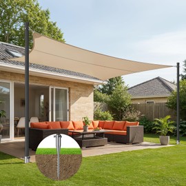 EMART 2 Pack 10Ft Shade Sail Poles for Sun Shade Outdoor, Sunshade Cloth Poles Kit with D-clamp Heavy Duty Metal Post for String Light, Garden, Yard, Backyard, Ground, Grassland, Terrace, Patio
