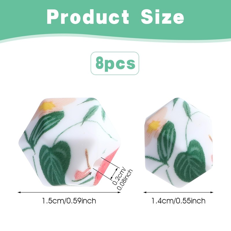 AOZUO 8PCS Flower Knitting Needle Point Protectors, Hexagon Print Stitch