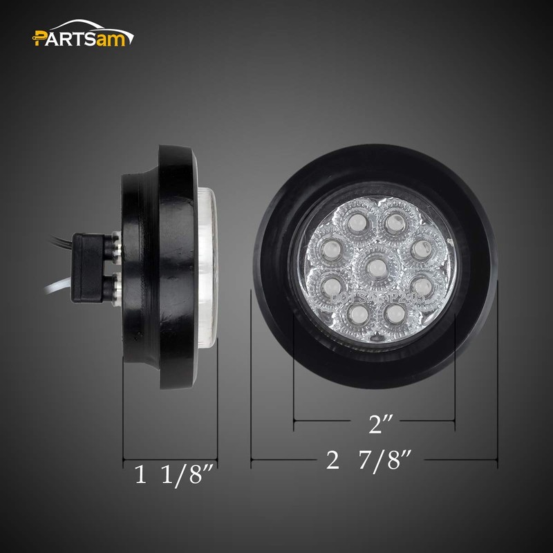 Partsam 10x 2" Round Amber Led Marker Clearance Light 9LED