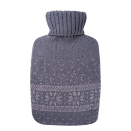Hugo Frosch Classic Hot Water Bottle 1.8 L with Knitted Cover Snowflakes
