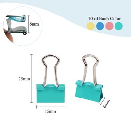 40-Pack Mini Binder Clips in 4 Colors (Blue, Yellow, Red, Green), 15mm/0.6-Inch Small Paper Clips for Home, School, Office and Business