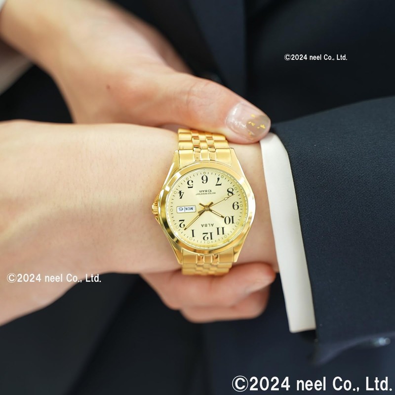 Seiko Watch AQGK469 Men's Wristwatch, Standard Quartz, Champagne Gold, gold,