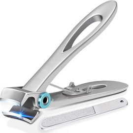 Nail Clippers with Nail File, Large Toe Nail Clippers for Thick Nails with Wide Jaw Opening, Sharp Curved Blade Fingernail Clippers Heavy Duty Nail Cutter Trimmer for Men Seniors