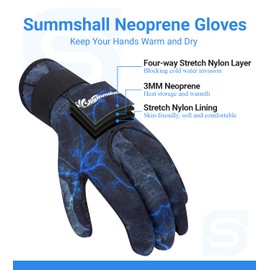 3 mm Neoprene Gloves, Warming Diving Gloves, Wetsuit Gloves for Men and Women, Non-Slip Neoprene Gloves for Diving, Surfing, Kayaking, Snorkelling, Sailing, Boating