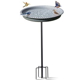 Yiabivo Upgraded Bird Bath for Hummingbirds,Detachable Stable Stylish Design with 5-Prong Base Metal Stake Plastic Bird Bath for Outside Lawn Patio Yard Garden(Grey)