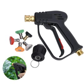 4000PSI/200BAR High Pressure Washer Gun with 5 Water Nozzle Tip, Pressure Washer Gun for Car Cleaning (M22 14MM Hose Connector & 1/4" outlet Quick Connector)
