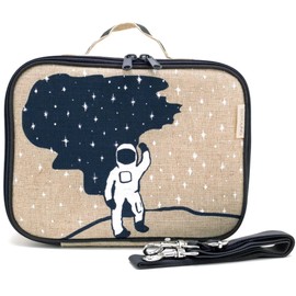 SoYoung Insulated Lunch Box - Toxin Free Lining, Washable Linen Outer, Spaceman