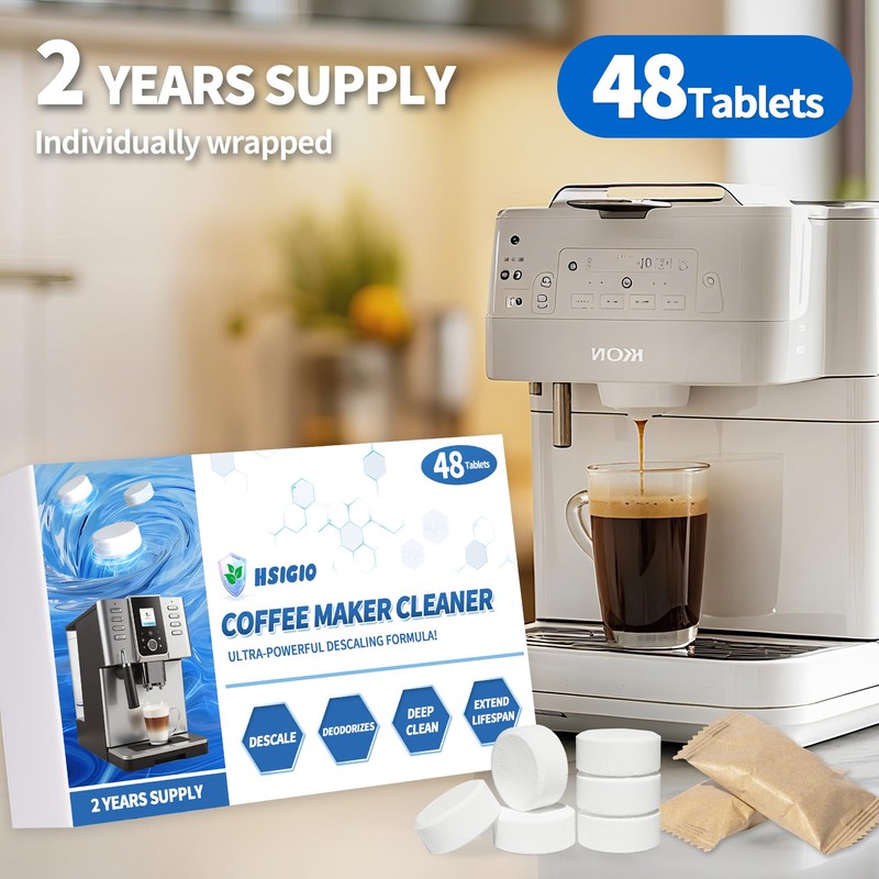 48Pack Coffee Machine Cleaner Descaler Tablets,Espresso Machine Cleaning Tabs,Cleaning Coffee