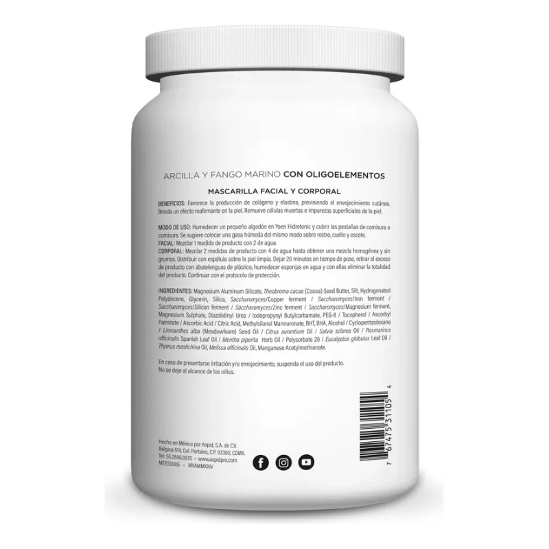 Mascarilla Arcilla Fango Marino Aspidpro