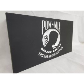 Knotty Oar Wood Shop 19" POW MIA Flag handgun concealment cabinet hidden gun storage safe - Magnetic, Without