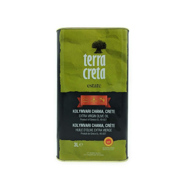 Terra Creta | Award Winning | Kolymvari Estates | 100% Pure Greek Olive Oil | Cold Extracted | Protective Designation of Origin | 3Ltr - (101.4 fl.oz) Tin