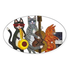 CafePress Jazz Cats Oval Car Bumper Sticker