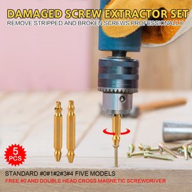 Oumuik Screw Extractor Set, 5 Pieces with High-Speed Steels, Made of HSS 4341, (Gold)