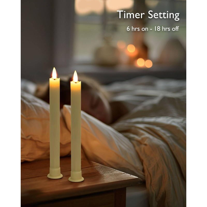 Homemory Real Waxy Flameless Taper Candles with Remote Timer, LED