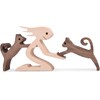 KINGNOW Woman and Cat Statue Wood Figurine Handcraft Kitty Ornament