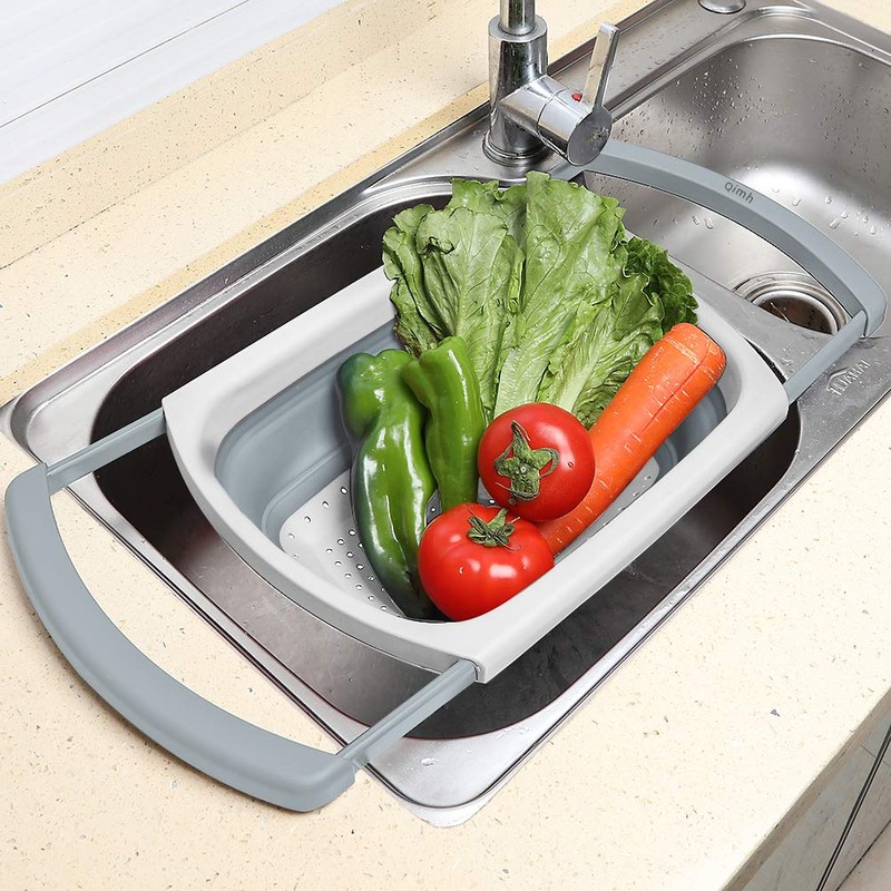 Qimh Collapsible Colander | Over The Sink Silicone Kitchen Strainers