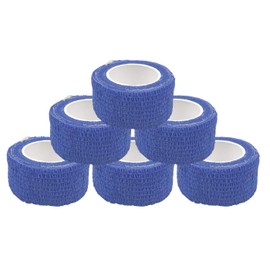 Set of 6 Cohesive Bandage 2.5 cm x 4.5 m (Stretched) + 1 x varivendo Notepad (6 x Blue)