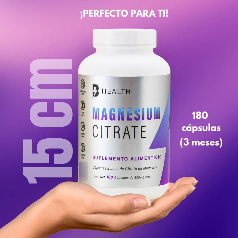 Citrato De Magnesio, 180 Cpsulas 500 Mg, Sin Azcar, Keto