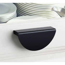Skyscraper 6 Pack Round Triangle Shape Stainless Steel Metal Kitchen Cabinet Hardware Drawer Pulls Knobs (64mm/2.52inch (Round, Black)
