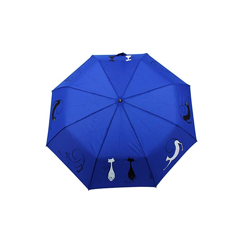 Doppler Mini Pocket Umbrella Open-Close Automatic Cats Friends, Blue, cat-themed