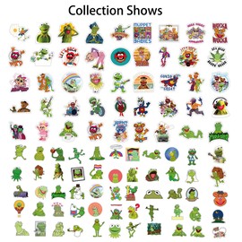 GTOTd Kermit The Frog Stickers (100 Pcs) Meme Gag Show House Merch Vinyl Water Bottle Luggage Guitar Skateboard Cute Aesthetic Manga Gifts for Teens