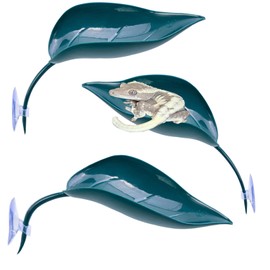 Delllala 3pcs Gecko Suspension，Wall Climbing Gecko Toy，Reptile Leaf，Crested Gecko Tank Accessories，Turtle Tank Decorations，Tree Frog Terrarium Accessories (Grass Green)