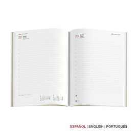 Miquelrius - 2024 Year to View Diary Plus Size 155 x 213 mm (similar to A5) Hard Cover Stitched Spanish English and Portuguese Black