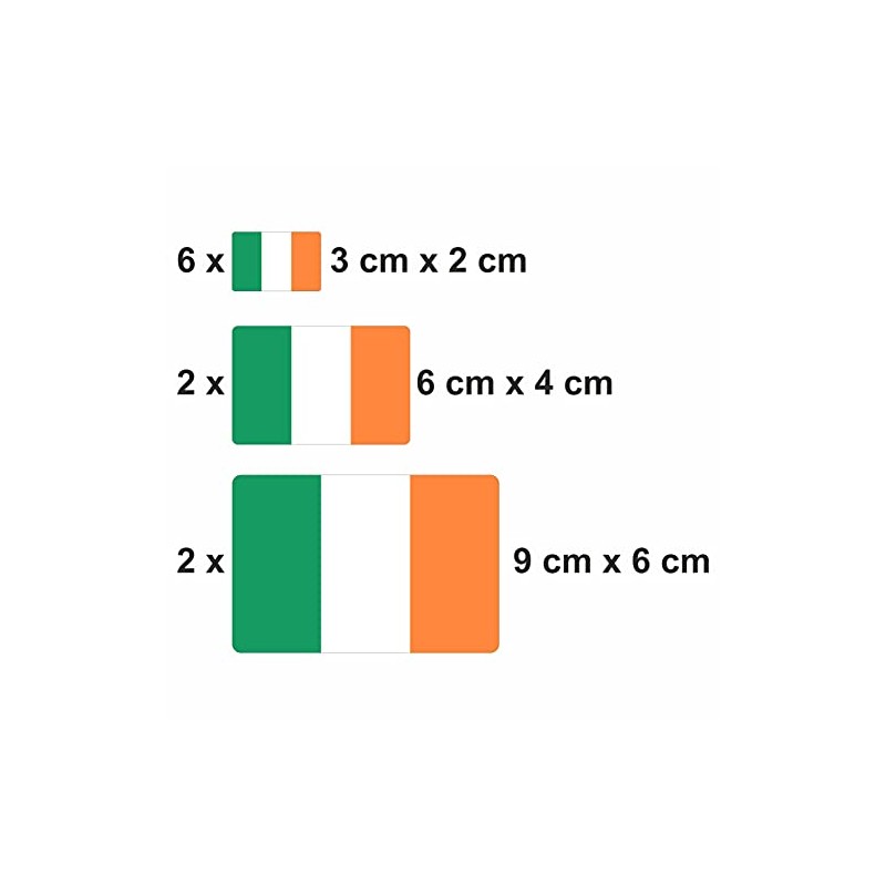 Generisch Pack of 10 Flag Stickers Ireland Car Sticker Set